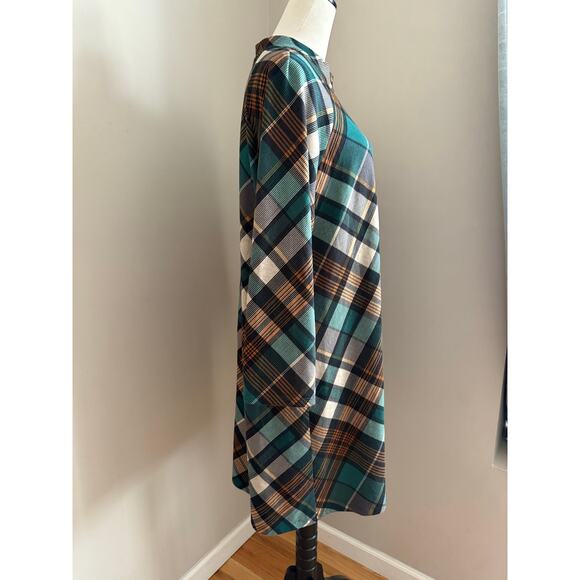 JH Green Plaid Shift Dress Size XL Classic Office Academia Workwear - Picture 5 of 9
